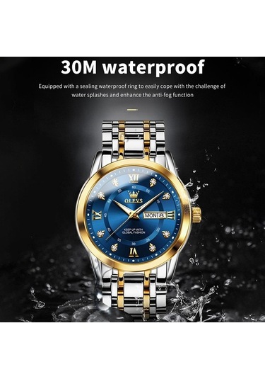 Fastbuy Ölçüsü 5513, Erkek İş Saati, Mavi-altın Renkli, Su Geçirmez, Kuvars, Çok Renkli Çok Renkli