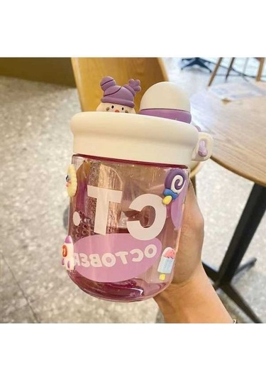 Pazly Çaysız Büyük Kapasiteli Plastik Çiftçi Hasır Bardak - Mor Mor