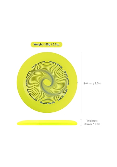 Konesam 110g Plastik Oynama Frisbee - Profesyonel Ve Yeni Oyuncular İçin Sarı Renkli 240mm Çaplı Uçan Disk