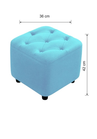 Most Hallow Kapitoneli Kare Puf 18 Turkuaz Kadife Kumaş Evinize