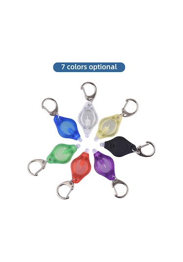 Lemestar 10'lu Mor Kasa Anahtar Zinciri Feneri, Beyaz Led Işık, Basma/kaydırma Anahtarı, Cr2032 Pil Dahil, 5mm Led, 60x22x8mm Boyut Siyah