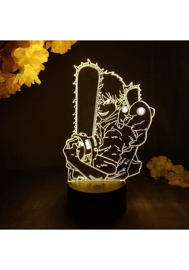 Goldenqian Testere Adam Anime 3d Erkek Için Gece Lambası 16 Renk Kız Odası Dekoru Illusion Led Lamba Usb Manga Pochita Şekil Uygun Çocuk Hayranları Noel Hediyeleri Fnfl1u Siyah