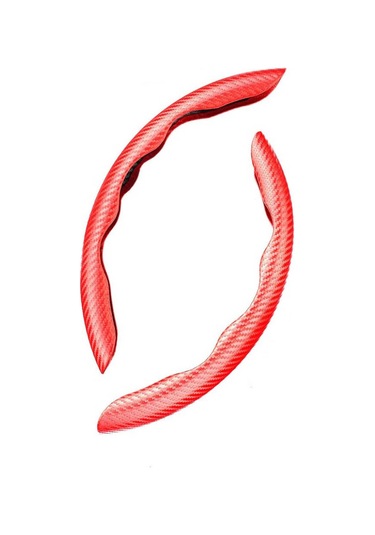 Reedark Kolleksiyel Karbon Fiber Araba Direksiyon Kılıfı - Kayma Önleyici, Dayanıklı, Evrensel Uyum 14.5-16 İnç, Kırmızı, 2 Adet Kırmızı
