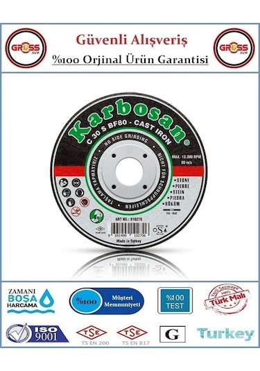 Karbosan Mermer Kesme Disk Taşı - 180mm