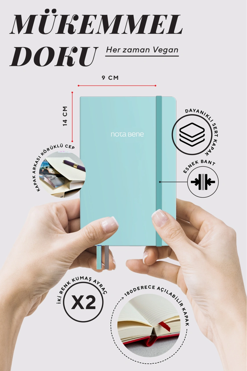 Nota Bene Classic Sert Kapak Defter, 9x14 Cm, Çizgili Mavi