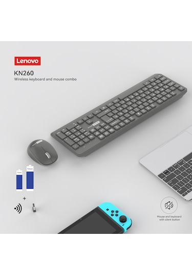 Kn260 Kablosuz Klavye Mouse Set Sessiz Siyah 870042257 Optik