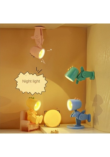 Metabagua Led Gece Işıkları Karikatür Hayvan Katlanır Masa Lambası Sevimli Evcil Hayvan Şeklinde Göz Koruma Lambası, Yeşil Pqoh0y Beyaz