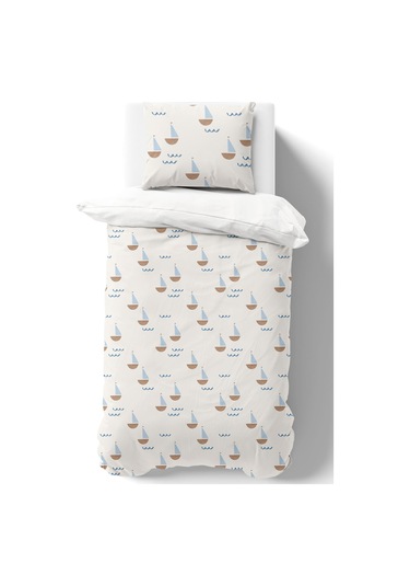 Organik Tek Kişilik Nevresim Takımı 160x220 - Yelken Rüyası Renkli