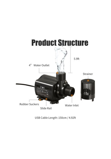 Decdeal Süzgeç İle Ultra Sessiz Usb Fırçasız Su Pompası