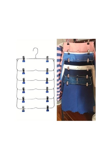 Chuangyinshop Siyah 8 Ayarlı Klipsli Katlanır Metal Pantolon Askısı - Gardırop Düzenleyici Siyah