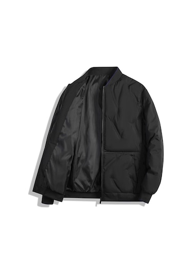 Pamuk Dolgulu Şık Moda Büyük Beden Kışlık Erkek Mont Siyah