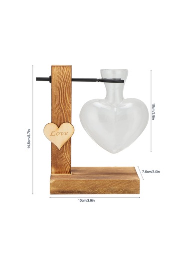 Suofeng Ahşap Tabanlı Cam Süs Vazo, Retro Tarz Su Bitkisi Kabı, Masaüstü Dekorasyon, Ev Ofis Süsleme