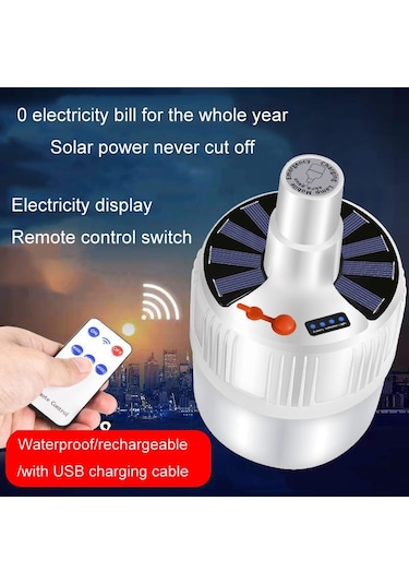 Cbtx Bahçe Aydınlatma Şarj Edilebilir Led Güneş Ampul Işık Su Geçirmez Gece Pazarı Durak Enerji Tasarruflu Lamba, Model: 42led Uzaktan Kumanda