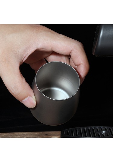 Tenfowee Titanium Çift Katlı 120ml Bardak - Tahta Yok, Taşınabilir Kamp/kahve/ofis Kullanıma Uygun, Hafif 50g Büyük Kupa Tasarımı Gümüş