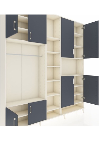 Arges Dolap 18 Raflı 8 Kapaklı Tek Askılı 220x30x243 Aytaşı-antrasit/aytaşı Antrasıt/aytası