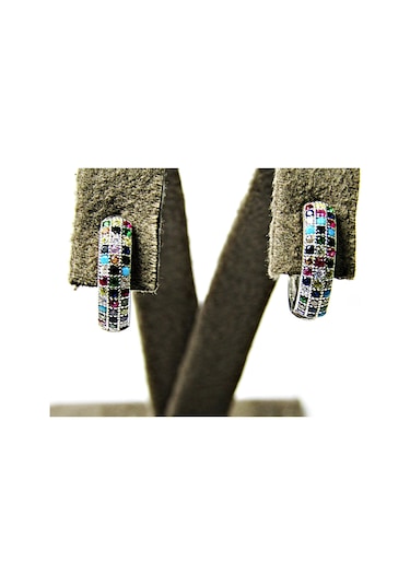 925 Ayar Gümüş Halka Üçsıralı Kadın Küpesi