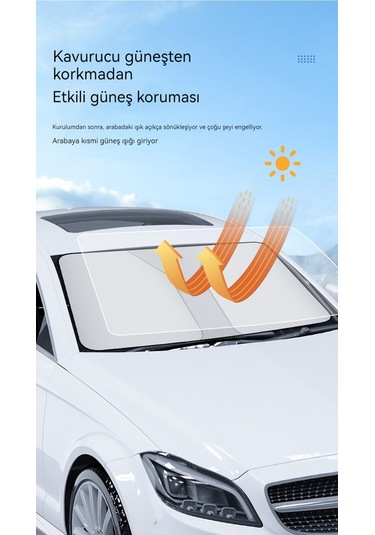 Katlanır Araba Güneşlik Tam Karartma Titanyum Gümüş Küçük Boy 04