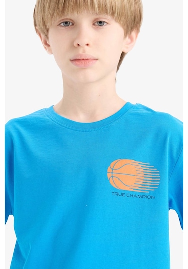 DeFacto Erkek Çocuk Bisiklet Yaka Baskılı Kısa Kollu Tişört E0175A825HSBE168 DeFacto Erkek Çocuk Bisiklet Yaka Baskılı Kısa Kollu Tişört E0175A825HSBE168