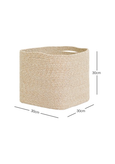 Ocean Home Textile Bej Kırçıllı Pamuklu Sepet 30 x 30 x 30 cm