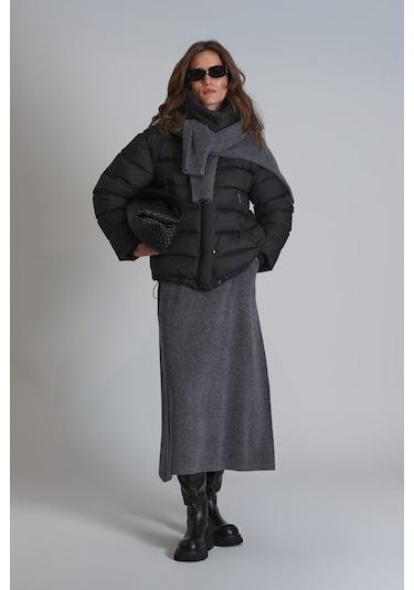 Lufian Rose Kaz Tüyü Kadın Mont Siyah Siyah 122120038100100 Siyah