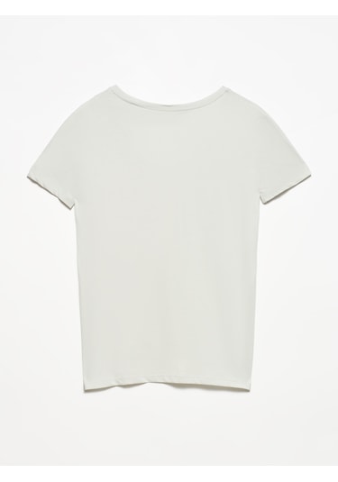 Dilvin 3470 %100 Pamuk V Yaka Basic T-shirt-gri