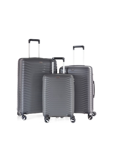 Ultra Dayanıklı 3'lü Set Valiz & Bavul Antrasit-1385 Antrasit