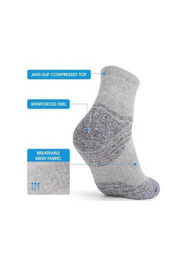 Açık Gri Erkekler 3 Çift Atletik Pamuk Çorap Açık Spor Rahat Ekip Çorap Yürüyüş Trekking Yürüyüş İçin Açık Gri
