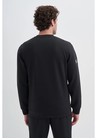 Cazador Regular Fit Scuba Kumaş Pamuk Karışımlı S-line Baskılı Sweatshirt-52380 Siyah