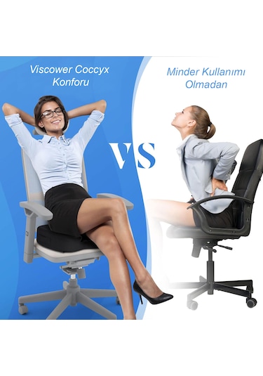 Viscower Visko Coccyx Ortopedik Hemaroid Oturma Minderi Lacivert
