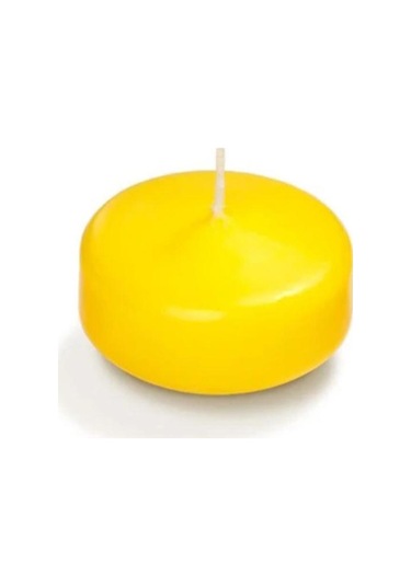 4 Lü Vazo + 12 Adet Çap 5 Cm Sarı Yüzen Mum Sarı