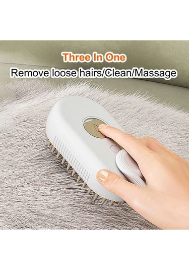 Vkemall Kedi Köpekler İçin 3'ü Bir Arada Usb Uçlu Spreyli Masaj Tarak, Hassas Deri Dostu, Tüy Toplama Ve Temizleme Fonksiyonu, Süt Kahve Rengi