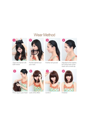 Qingmipy "26cm Kısa Dalgalı Peruk - Isıya Dayanıklı Saç Eklentisi, Günlük Ve Parti Kullanımı İçin" Diğer