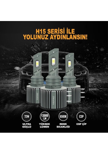 Vrpro H15 Led Xenon Far Ampulü Csp Çip Arza Işıgı Yakmaz