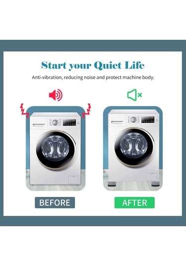 Fosenze 4 Adet Yüksekliği Artıran, Kaymayı Ve Titremeyi Önleyen Ev Aleti Paspası - Islaklıktan Koruma, Gürültüyü Azaltma, Gri Renk Gri