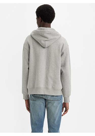 Relaxed Graphic Zip-up Hoodie Sweatshirts Erkek Gri