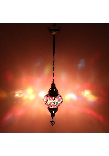Dekoratif TEKLİ AVİZE SARKIT FENER EL YAPIMI OSMANLI LAMBASI