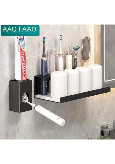 Dianziye Duvar Tipi Diş Fırçası Tutucusu - Delme Yok Kurulum, Elektrikli/ağır Diş Fırçası Uyumlu, Multifonksiyonel, Siyah, 20cm - Banyo Düzenleyici Diğer