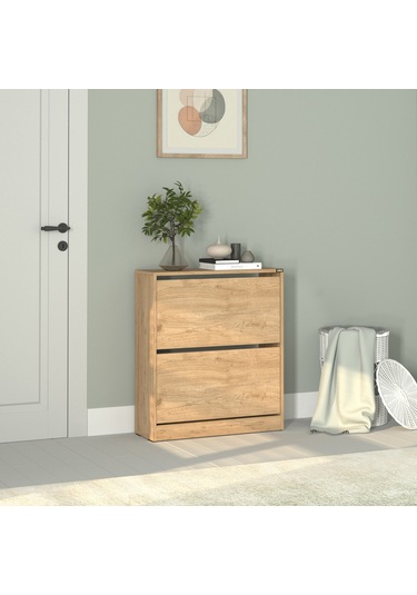 Flat Duo 2 Katlı Geniş Ayakkabılık - Florida Meşe 73x84x26 Cm Meşe Flat Duo 2 Katlı Geniş Ayakkabılık - Florida Meşe 73x84x26 Cm Meşe