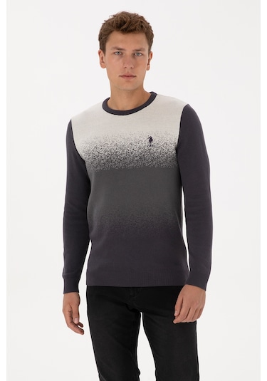 U.S. Polo Assn. Erkek Regular Fit Bisiklet Yaka Antrasit Kazak 50314985-VR006 U.S. Polo Assn. Erkek Regular Fit Bisiklet Yaka Antrasit Kazak 50314985-VR006