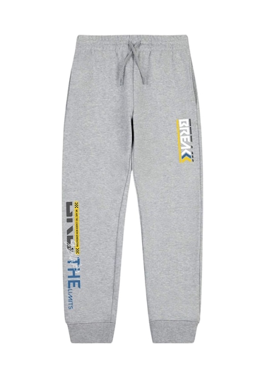 Break Baskılı Çift Cepli Erkek Çocuk Jogger Eşofman Altı Gri