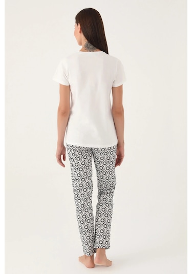 Pierre Cardin 8785 Pamuk Kısa Kol Kadın Pijama Takımı Krem