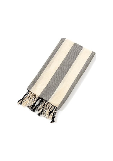 Mulberry Striped Peştemal Banyo Havlusu Plaj Havlusu Siyah