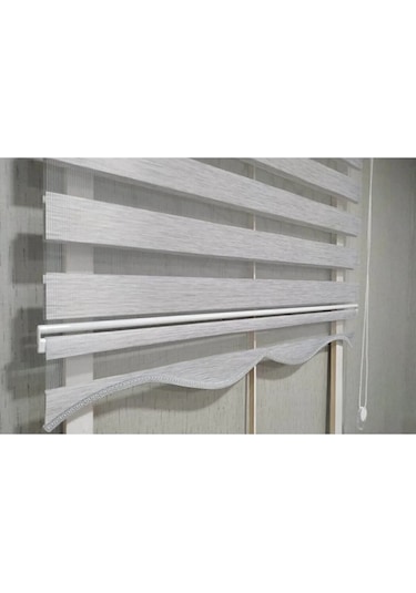Bambu Gri Zebra Perde Etek Dilimli  Alüminyum Kasa Gri 10 x 100