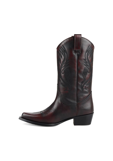 Footcourt Bordo Kadın Kovboy Çizmesi Geneva 001