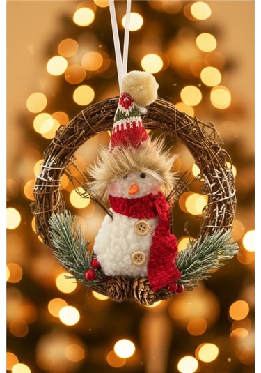 Yılbaşı Ağaç Süsleri Koleksiyonu- Çelenkli Kardan Adam Ağaç Süsü