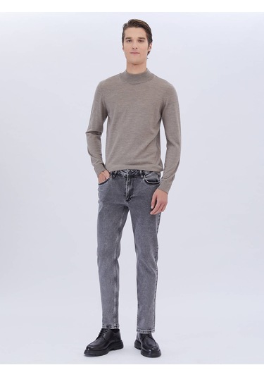 Kip Vizon Yarım Balıkçı Yaka Düz Örgü Yün Karışımlı Triko Çok Renkli