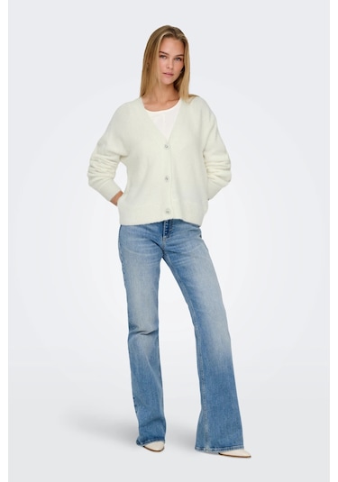 Only Kadın Onlella Düğmeli Uzun Kollu Örme Hırka 15259564 Ekru Ekru