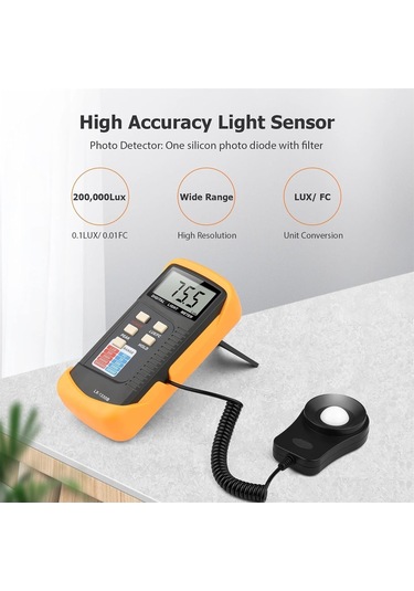 Işık Yoğunluk Test Cihazı Dijital Illuminance Işık Sayaç Kılavuzu 200-200.000 Lux Lcd Fotometre