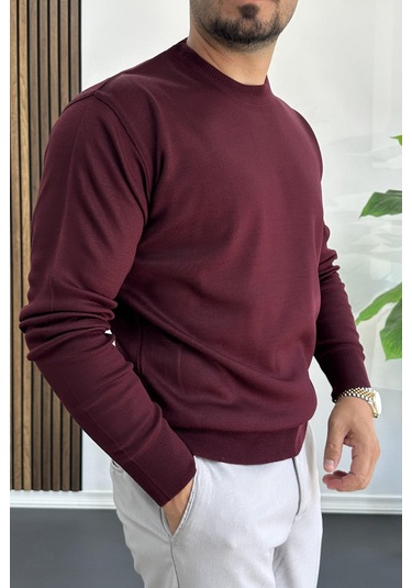 Erkek Bisiklet Yaka Normal Kalıp Kazak Bordo Edw410 Bordo