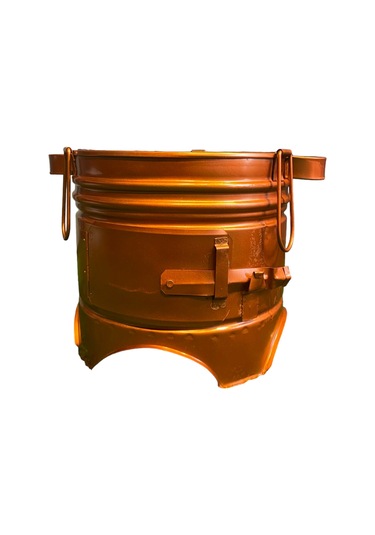 26 Cm Yemek Ayaklı Tek Kapaklı Yuvarlak Mangal Bakır